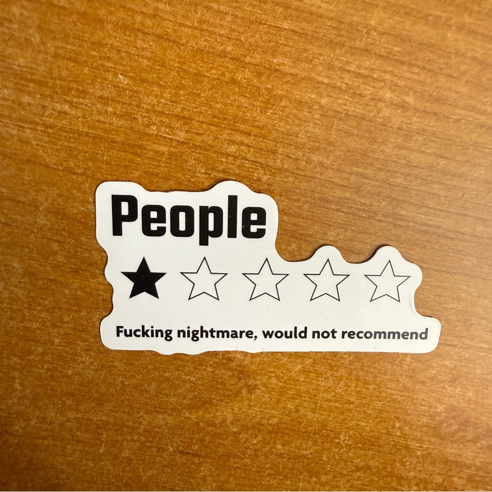 Humorous Star Rating Sticker‎ - Black and White